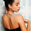 Jewellery Odette1 | Women'S Fully Studded Bow Pendant Necklace - Odette