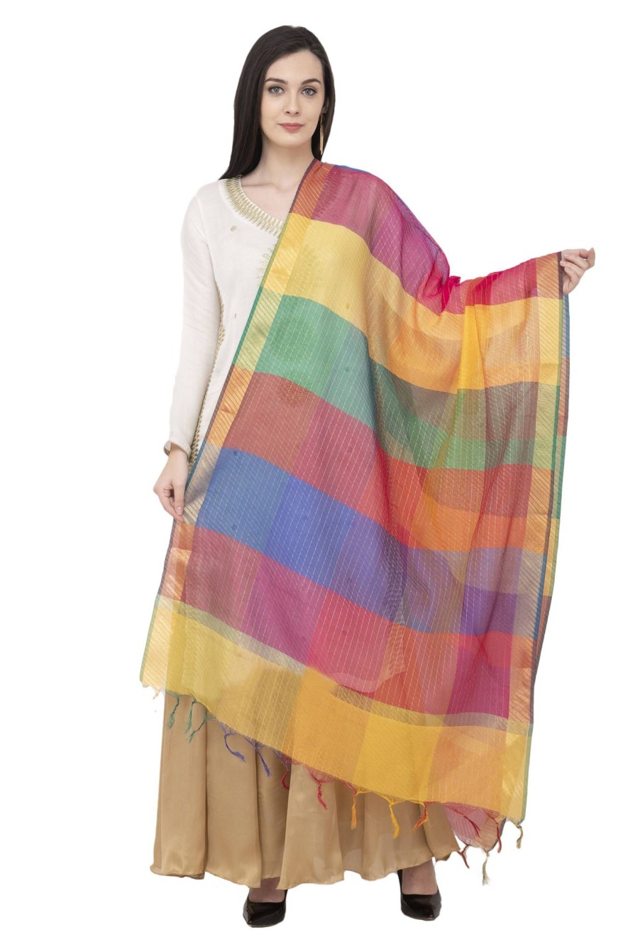 Women AR Silks | A R Silk Multi Crush Fancy Dupatta Color Dupatta Or Chunni Multi Color