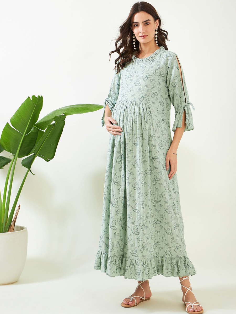 Women The Kaftan Company | Women'S Cotton Dress - The Kaftan Company Green