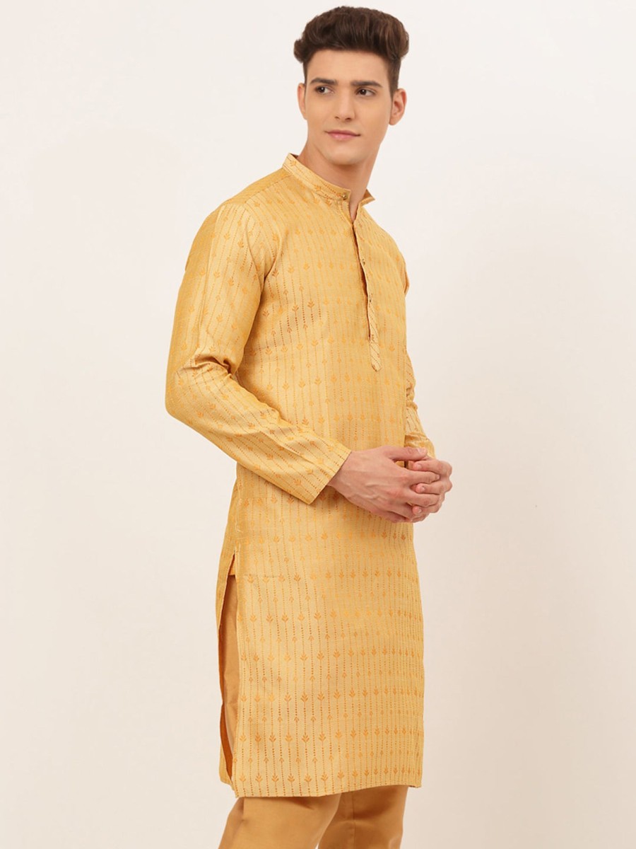 Men Virat Fashions | Men'S Golden Embroidered Kurta Only ( Ko 676 Golden ) - Virat Fashions