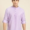 Men Sojanya | Men'S Cotton Purple Solid Short Kurta - Sojanya