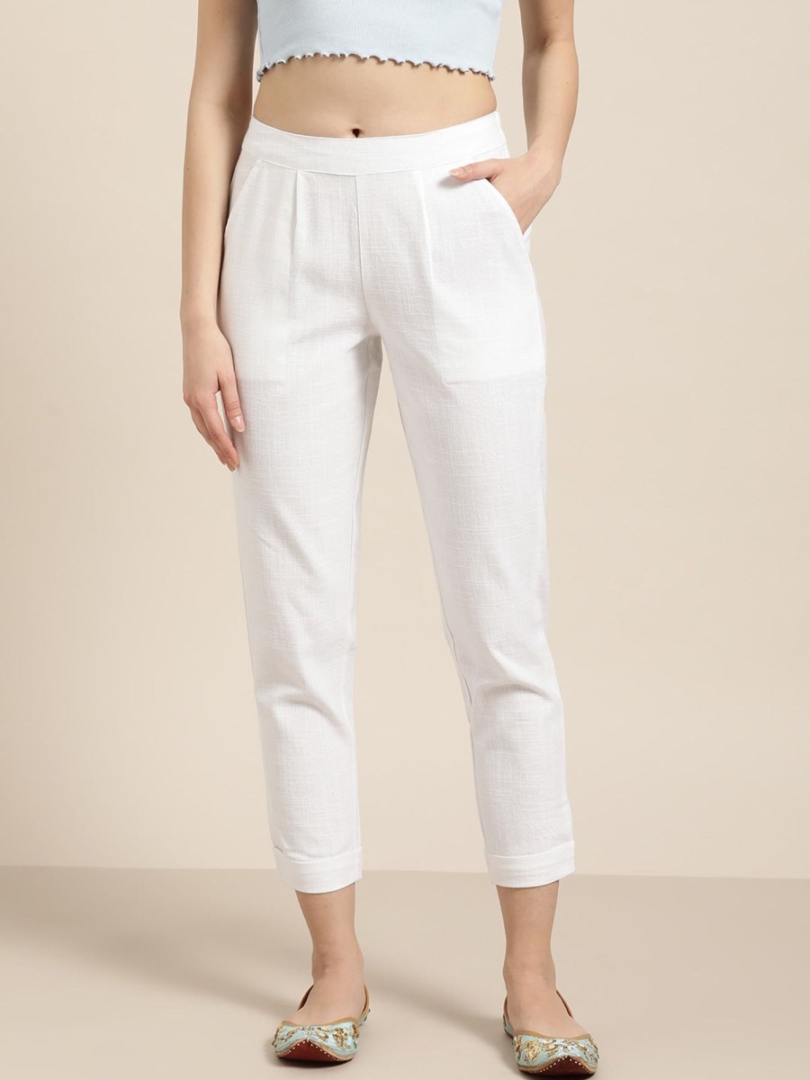 Women Jaitpuriya Fashion | Women'S Cotton Pant - Jaitpuriya Fashion White