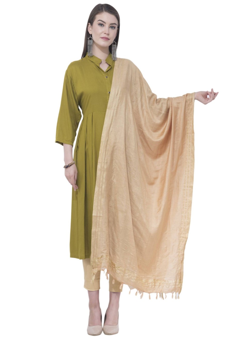 Women AR Silks | A R Silk Golden Color Fancy Silk Dupattas And Chunnis Copper