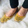 Others Desi Colour | Women'S Yellow Mirror Work Leather Embroidered Indian Handcrafted Ethnic Comfort Footwear - Desi Colour