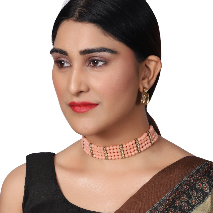 Jewellery Zaffre Collections | Women'S Twinkle Elegant Party Wear Jewellery Set Women And Girls - Zaffre Collections Peach