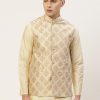 Men Final Clearance Sale | Men'S Cream Printed Nehru Jacket ( Jowc 4032Cream ) - Final Clearance Sale