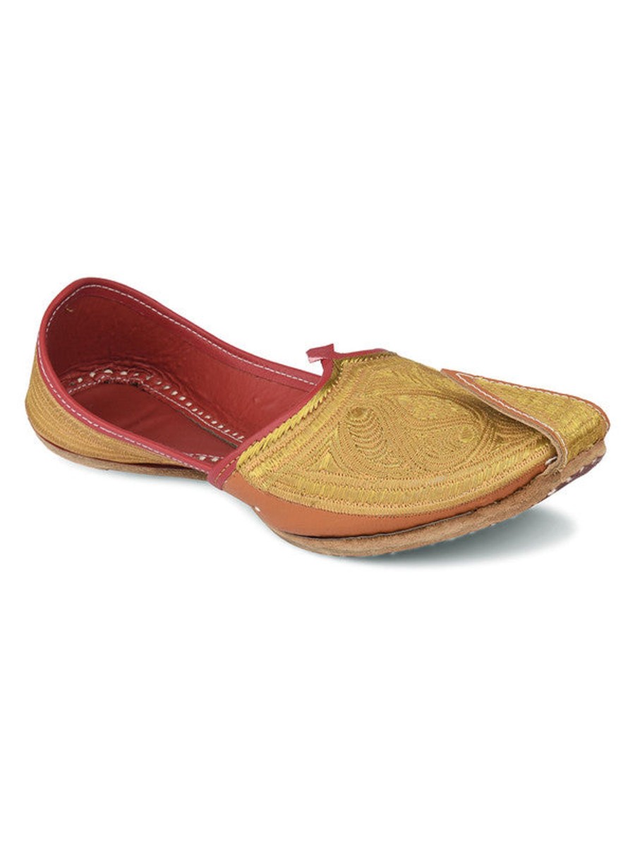 Others Desi Colour | Men'S Indian Ethnic Handrafted Golden Premium Leather Footwear - Desi Colour