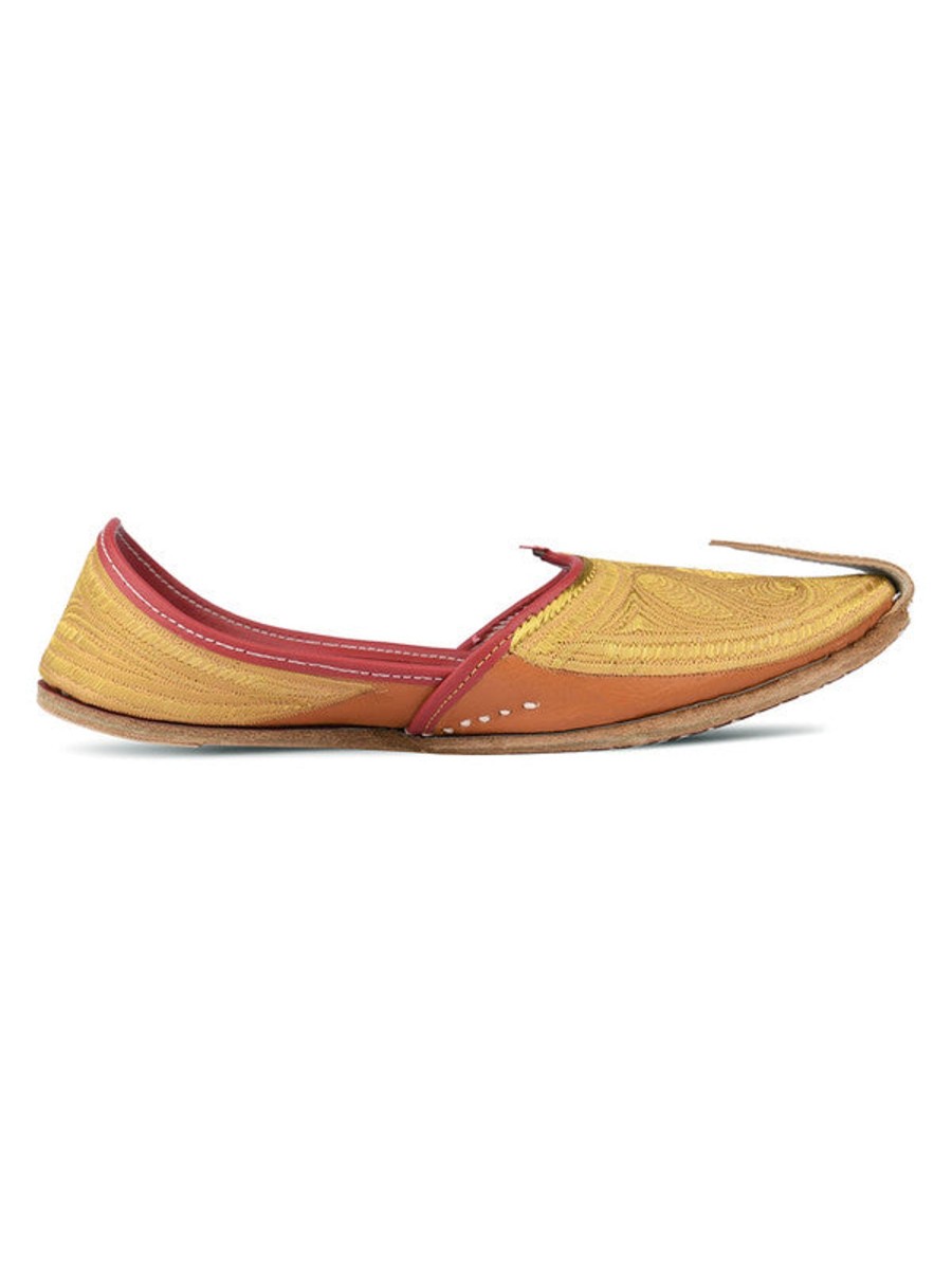 Others Desi Colour | Men'S Indian Ethnic Handrafted Golden Premium Leather Footwear - Desi Colour