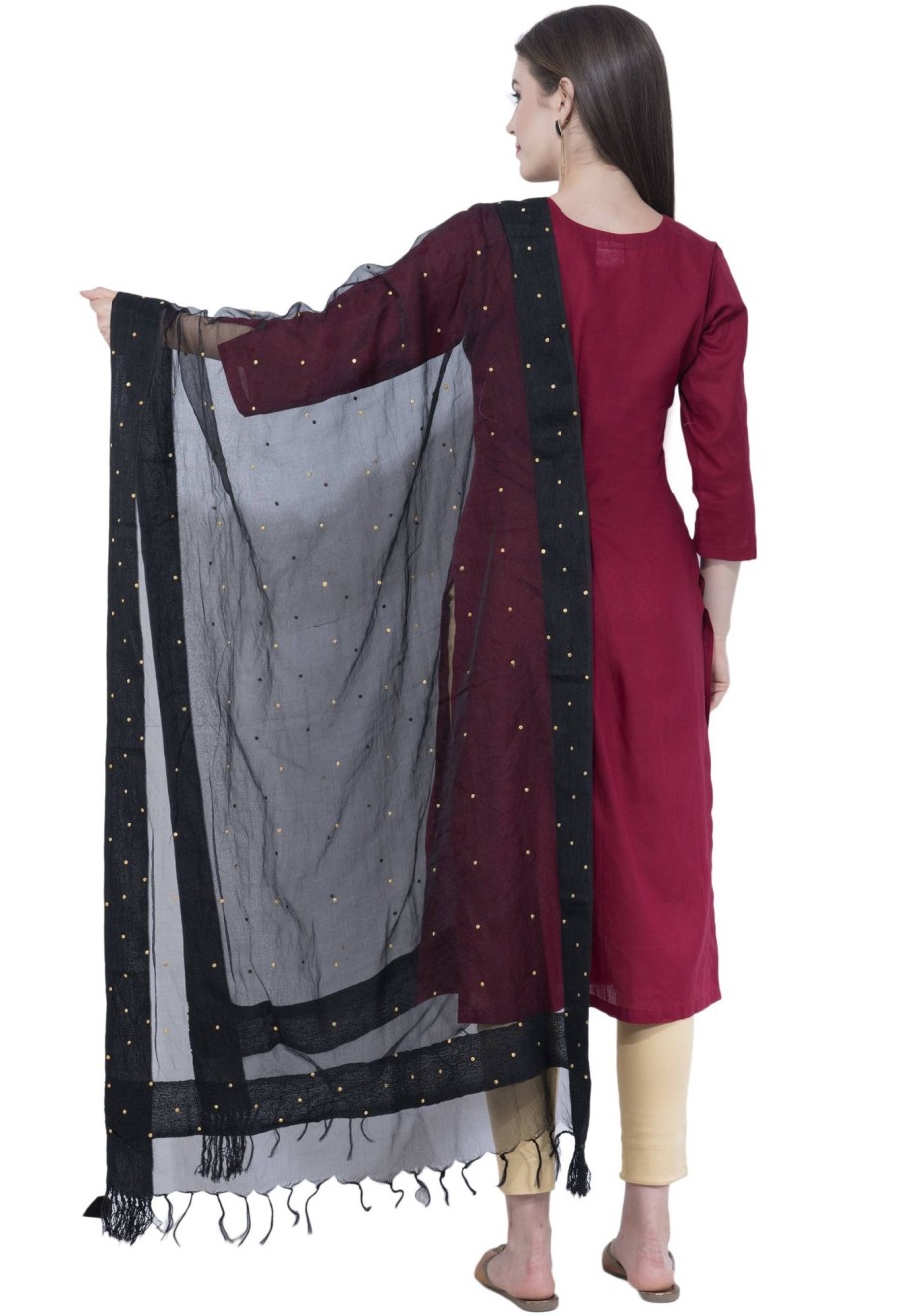 Women AR Silks | A R Silk Navy Blue Color Chandna Dupattas And Chunnis Black