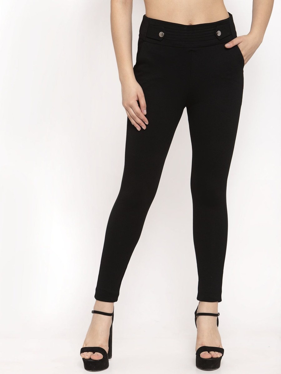 Women Wahe-NOOR | Women'S Black Slim Fit Jeggings - Wahe-Noor