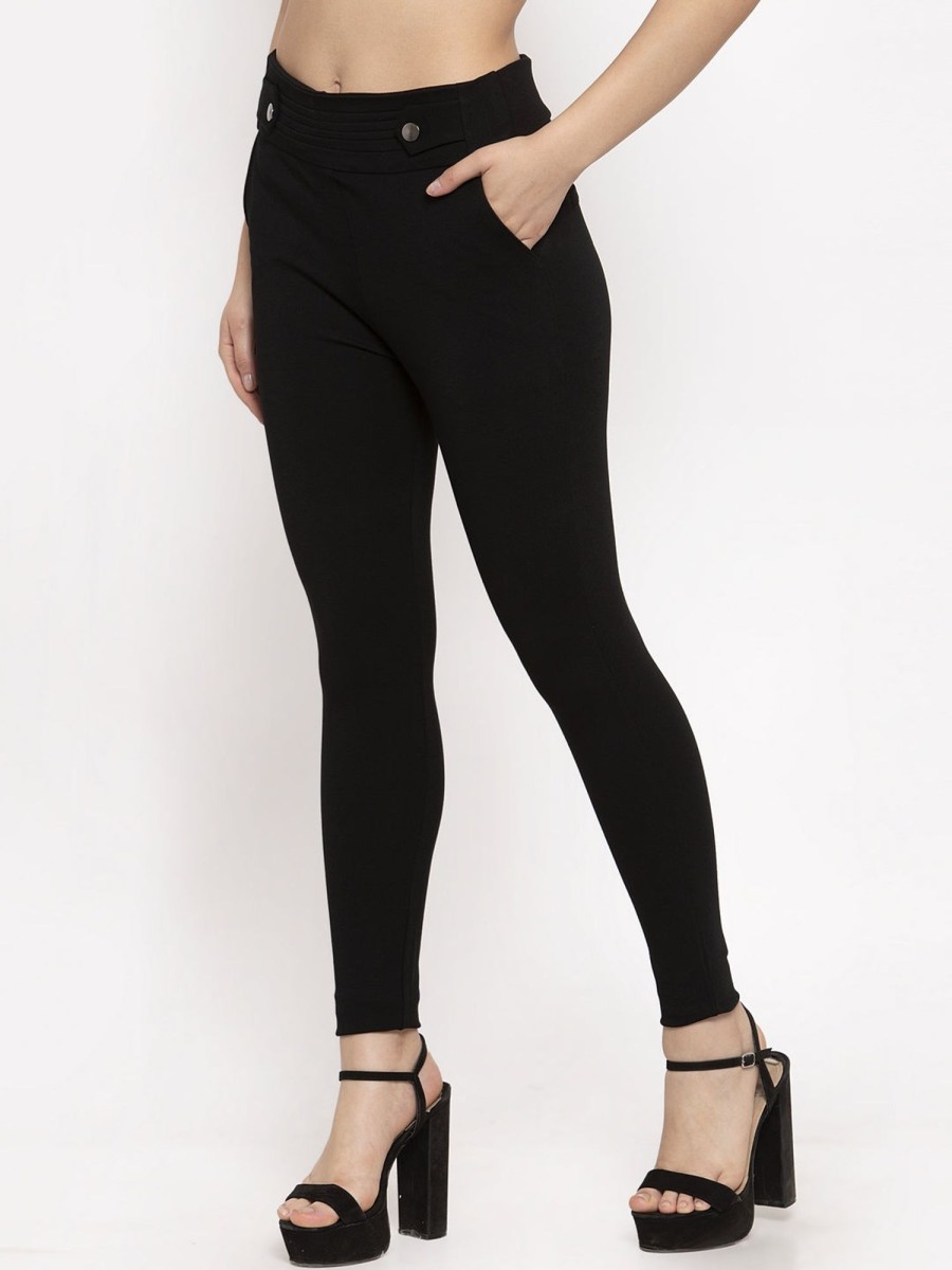 Women Wahe-NOOR | Women'S Black Slim Fit Jeggings - Wahe-Noor