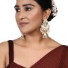 Jewellery EVY | Women'S Latest Designer Pachi Kundan Pearl Bandhai Jhumki Earrings Set - Evy White