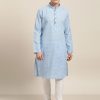 Men Sojanya | Men'S Cotton Blend Blue Woven Design Only Long Kurta - Sojanya