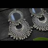 Jewellery Kamal Johar | Women Silver Oxydised Mirror Earrings By Kamal Johar (1 Pair Earrings)