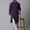 Men Even Apparels | Men'S Sherwani Kurta With Asymetrical Cut - Even Apparels Purple