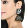 Jewellery Kamal Johar | Johar Kamal Oxidised Silver-Plated With Mirror Earrings Jhumkas Jker_081 Silver Color