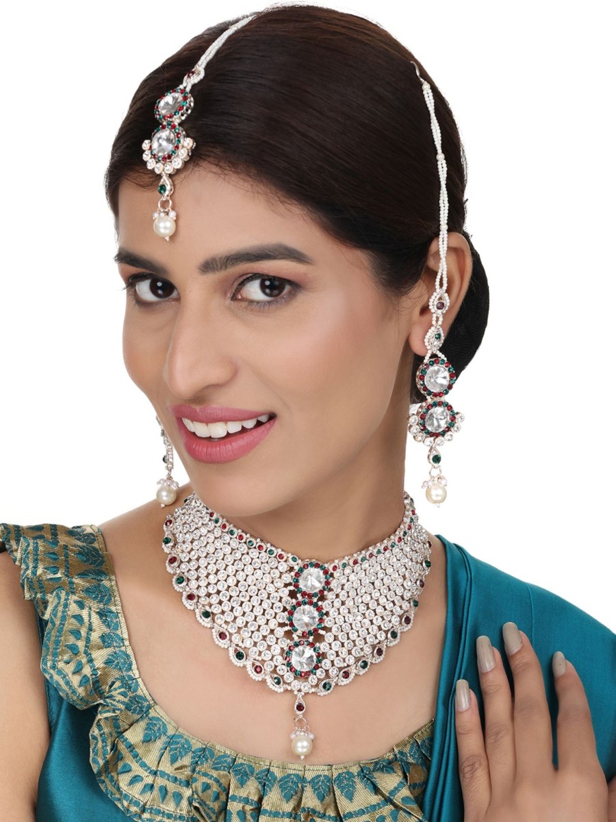 Jewellery Anikas Creation | Brass Multi-Color Jewelry Set - A Symphony Of Elegance - Anikas Creation Multicolor