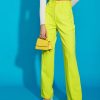 Women SASSAFRAS | Women'S Neon Knitted Front Darted Pants - Sassafras Yellow