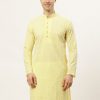 Men Virat Fashions | Men'S Yellow Embroidered Kurta Only ( Ko 626 Yellow ) - Virat Fashions