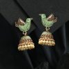 Jewellery Priyaasi | Women'S Green Bird Gold Plated Pearl Jhumka Earrings - Priyaasi