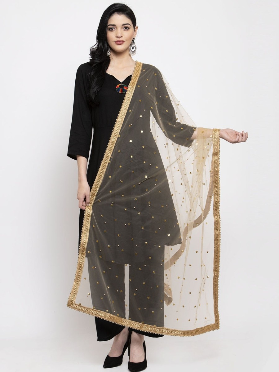 Women Wahe-NOOR | Women'S Golden Heavy Gotta Patti Net Dupatta - Wahe-Noor