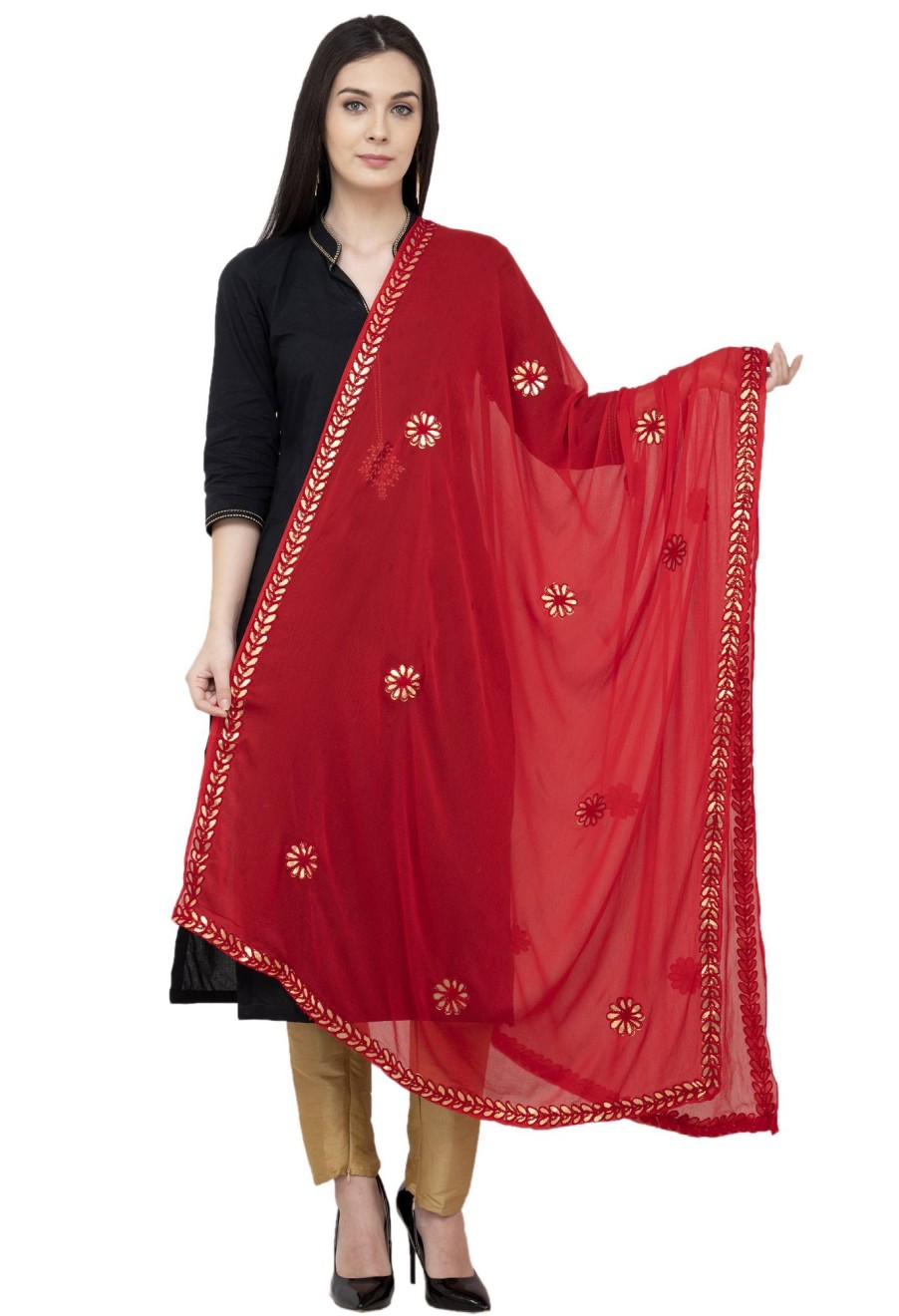 Women AR Silks | A R Silk Color Fancy Silk Dupattas And Chunnis Red