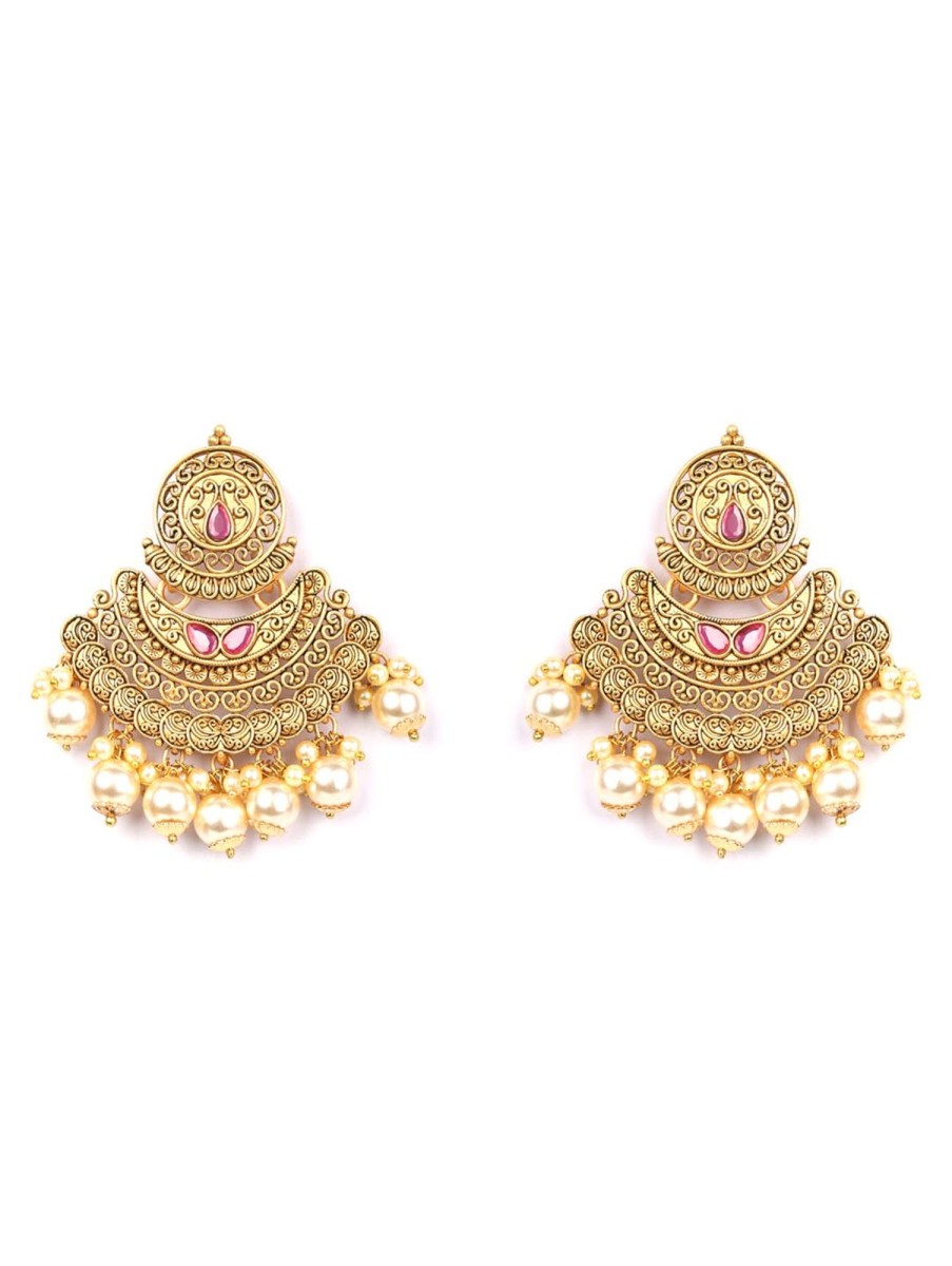 Jewellery Priyaasi | Women'S Pearls Beads Gold Plated Chandbali Earring - Priyaasi