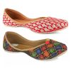 Others Desi Colour | Women'S Multicolour Combo Of 2 Pair Of Embroidered Indian Handcrafted Ethnic Comfort Footwear - Desi Colour