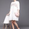 Women Indo Era | Women'S A-Line Midi Dress - Indo Era White