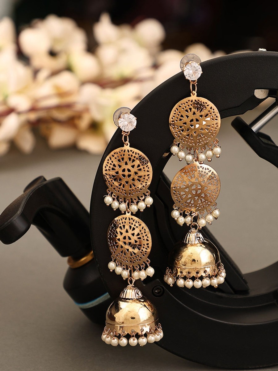 Jewellery Anikas Creation | Women'S Plated Pearl Light Weight Traditional Stylish Jhumki - Anikas Creation Gold