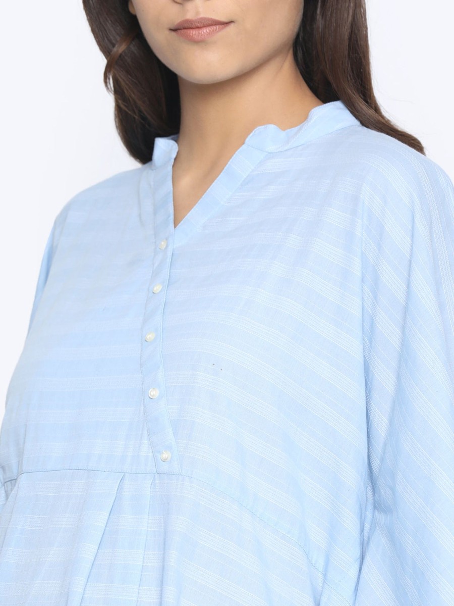 Women The Kaftan Company | Women'S Cotton Striped Maternity Kaftan - The Kaftan Company Blue