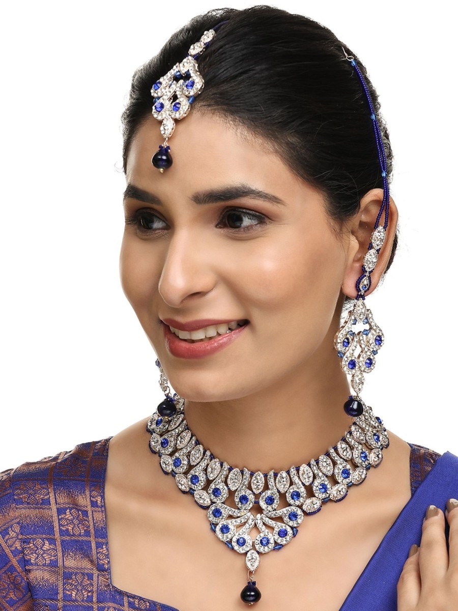 Jewellery Anikas Creation | Brass Blue Jewelry Set - Elegance In Captivating Azure - Anikas Creation Multicolor