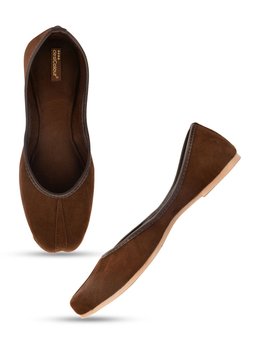 Others Desi Colour | Women'S Suede Indian Ethnic Comfort Footwear - Desi Colour Brown