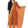 Women AR Silks | A R Silk Vns Border Buti Fancy Dupatta Color Dupatta Or Chunni Orange