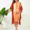 Women The Kaftan Company | Women'S Handloom Cotton Maternity Kaftan - The Kaftan Company Peach