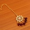 Jewellery Sanvi Jewels | Women'S Ruby Kundan Polki Gold Look Maang Tikka - Sanvi Jewels Red