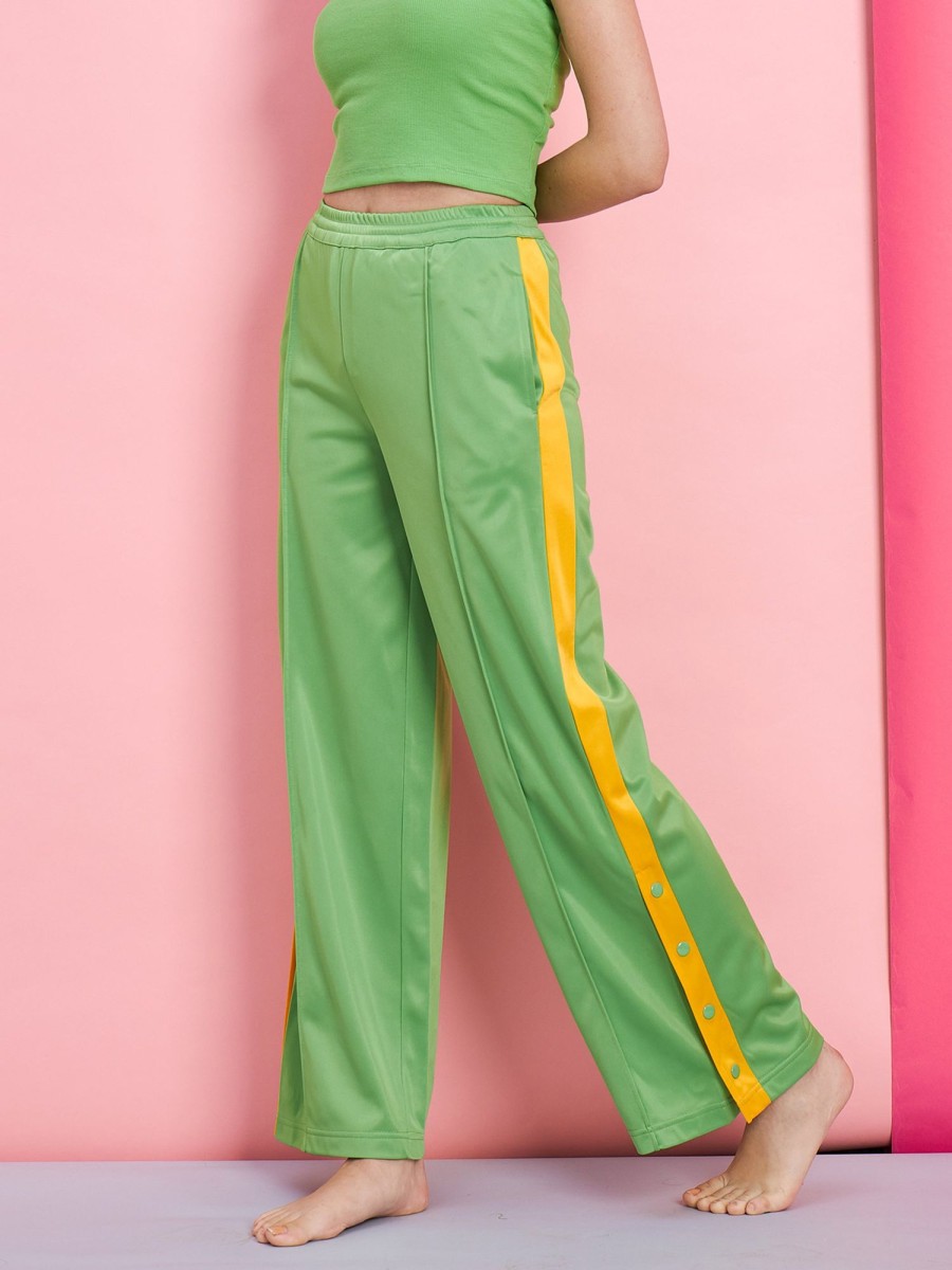 Women SASSAFRAS | Women'S Side Button Track Pants - Sassafras Green