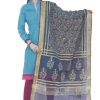 Women AR Silks | A R Silk Color Chanderi Block Print Chanderi Cotton Dupattas And Chunnis Navy Blue