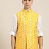 Men Sojanya | Men'S Silk Blend Embroidered Only Nehrujacket - Sojanya Yellow