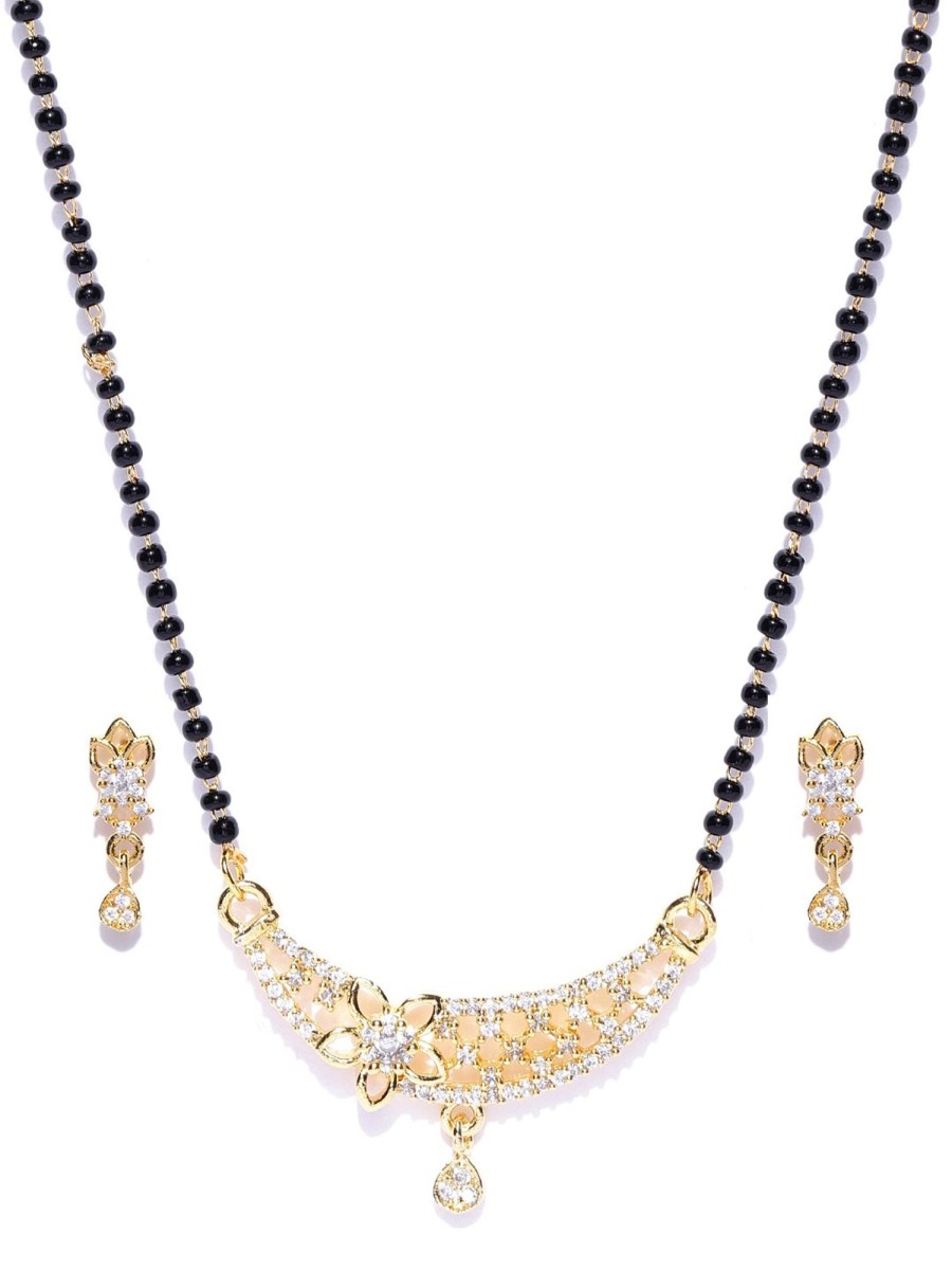 Jewellery Priyaasi | Women'S American Diamond Mangalsutra Set With Earrings - Priyaasi