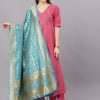 Women AKS | Women'S Turquoise Zari Worked Dupatta - Aks Blue