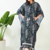 Women The Kaftan Company | Women'S Paisley Ruffled Maternity Nursing Kaftan - The Kaftan Company Blue