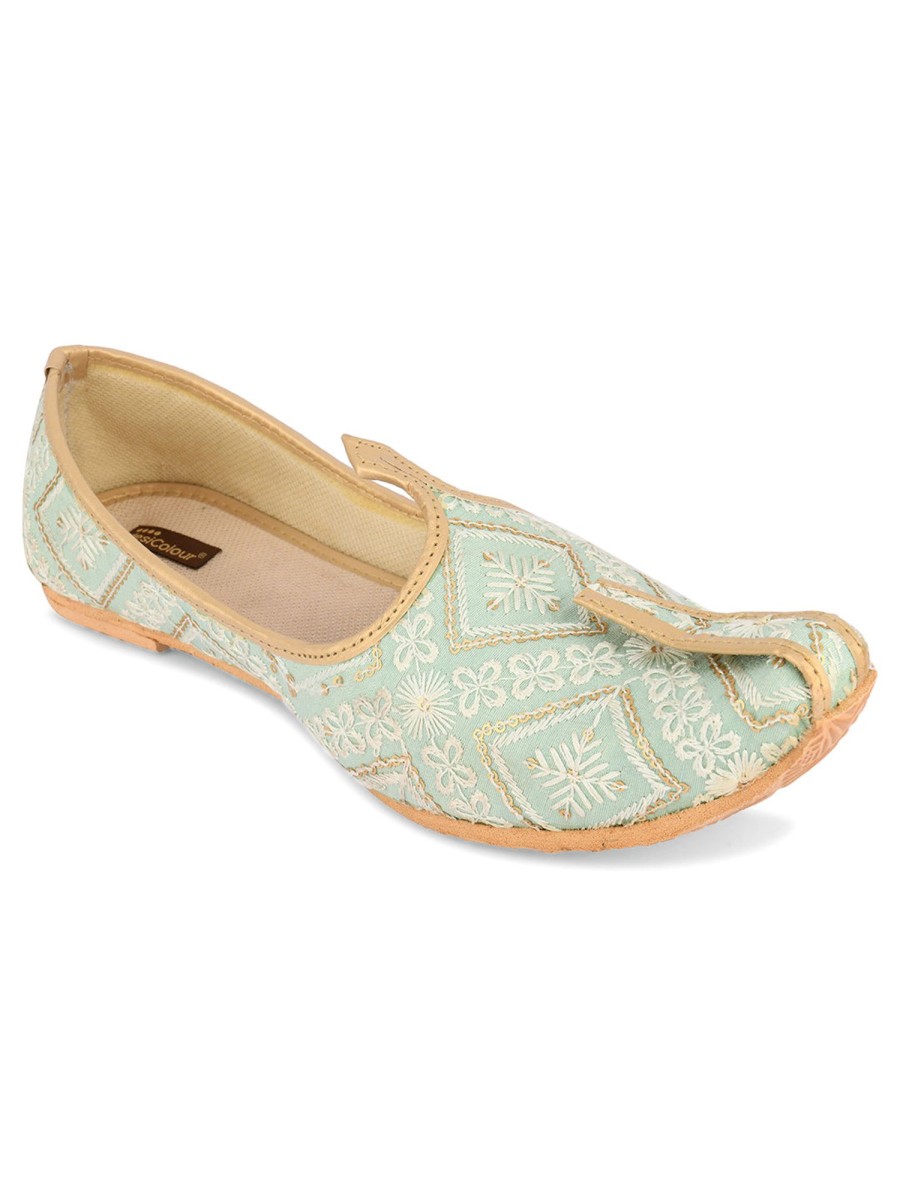 Others Desi Colour | Men'S Indian Ethnic Party Wear Sea Footwear - Desi Colour Green