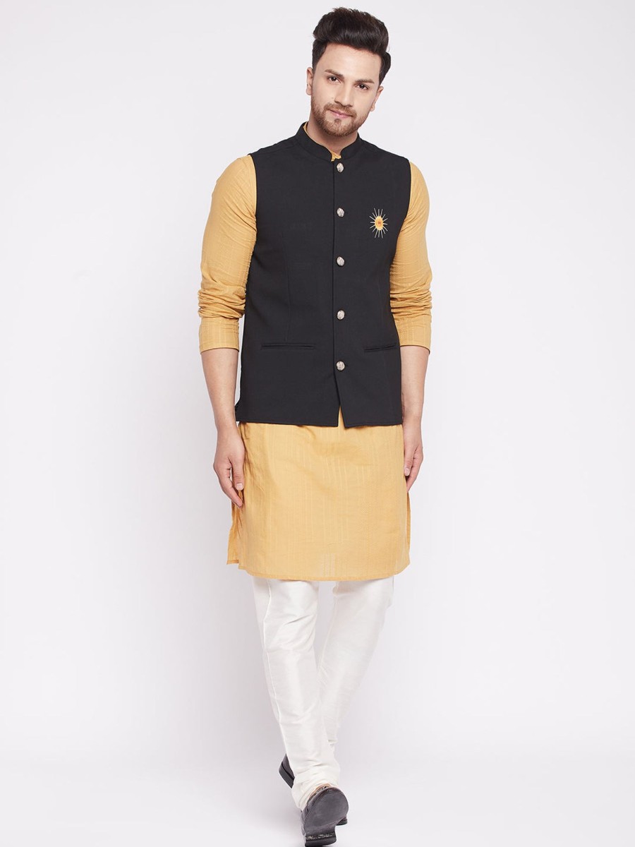 Men Even Apparels | Men Nehru Jacket By Even Apparels (1 Pc Set) Black