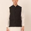 Men Virat Fashions | Men'S Black Solid Woven Sleeveless Nehru Jackets ( Jowc 4046 Black ) - Virat Fashions