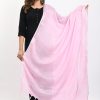 Women Moeza | Women'S Linen Cotton Silver Border Baby Dupatta - Moeza Pink