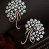 Jewellery Priyaasi | Women'S Floral American Diamond Silver Rose Gold Plated Earrings - Priyaasi