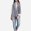 Women MESMORA FASHION | Women'S Charmed Cement Indigo Khadi Embrodiered Stole/Scarf - Mesmora Fashions