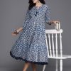 Women Indo Era | Women'S Printed A-Line Casual Dress - Indo Era Blue