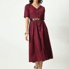 Women NOZ2TOZ | Women'S Stylish Midi Dress For - Noz2Toz Burgundy